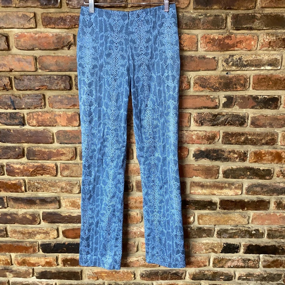 Bebe Blue Snake Skin Print Slim Fit Dress Pants Chinos Women's Size 4